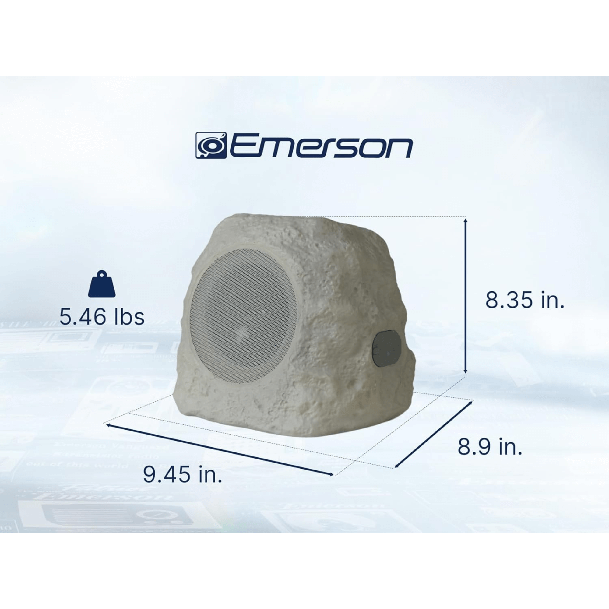 Emerson: 5.25” Rock Party 10W Solar or USB Powered Multicolor LED Bluetooth(5.0) Outdoor High - Quality Rock Speaker - GJB PRODUCTS
