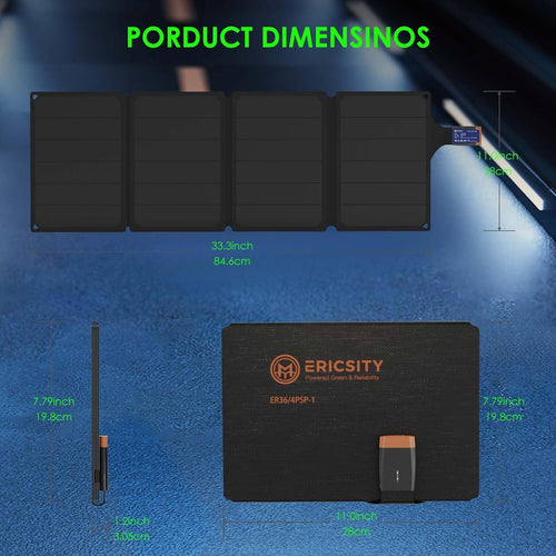 Ericsity: Portable 36W Foldable Solar Panel Charger - GJB PRODUCTS