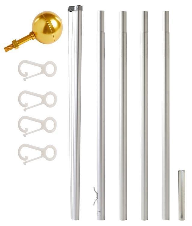 EZ Pole: Made In the USA 21’/25’/30’ Flagpole Kits•Nylon American Flag•Aluminum Pole•5 Year Warranty - GJB PRODUCTS