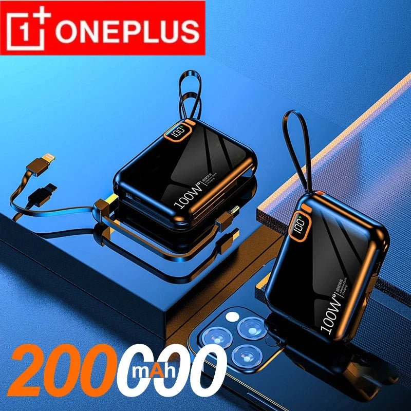 FanzyMarket: ONEPLUS 50000 - 200000mAh 120W Portable Solar Power Bank USB Type - C/Two - Way/Double Line Fast Charger with Built - In Cables & LED Display and Light for iPhone & Samsung - GJB PRODUCTS