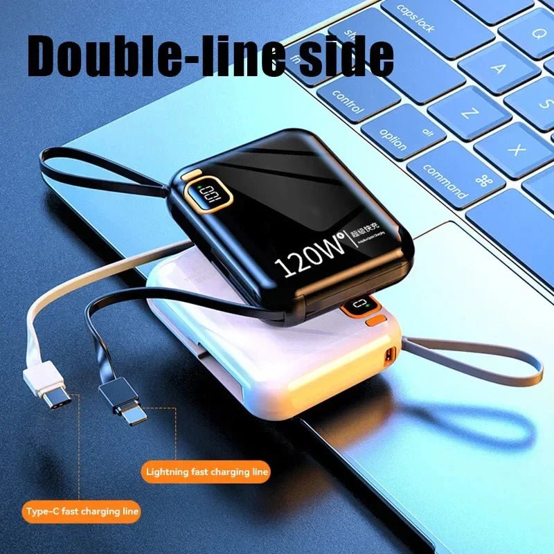 FanzyMarket: ONEPLUS 50000 - 200000mAh 120W Portable Solar Power Bank USB Type - C/Two - Way/Double Line Fast Charger with Built - In Cables & LED Display and Light for iPhone & Samsung - GJB PRODUCTS