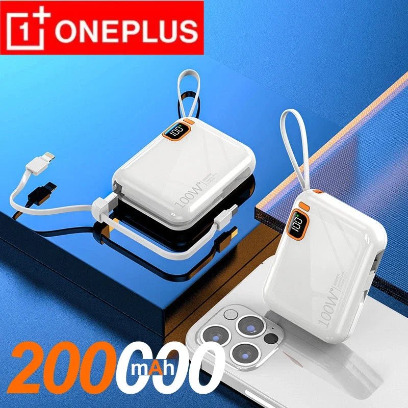 FanzyMarket: ONEPLUS 50000 - 200000mAh 120W Portable Solar Power Bank USB Type - C/Two - Way/Double Line Fast Charger with Built - In Cables & LED Display and Light for iPhone & Samsung - GJB PRODUCTS