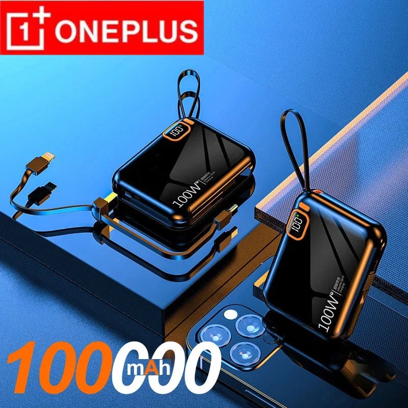 FanzyMarket: ONEPLUS 50000 - 200000mAh 120W Portable Solar Power Bank USB Type - C/Two - Way/Double Line Fast Charger with Built - In Cables & LED Display and Light for iPhone & Samsung - GJB PRODUCTS