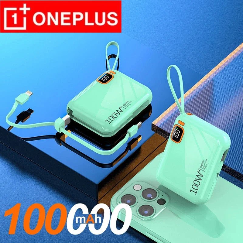 FanzyMarket: ONEPLUS 50000 - 200000mAh 120W Portable Solar Power Bank USB Type - C/Two - Way/Double Line Fast Charger with Built - In Cables & LED Display and Light for iPhone & Samsung - GJB PRODUCTS