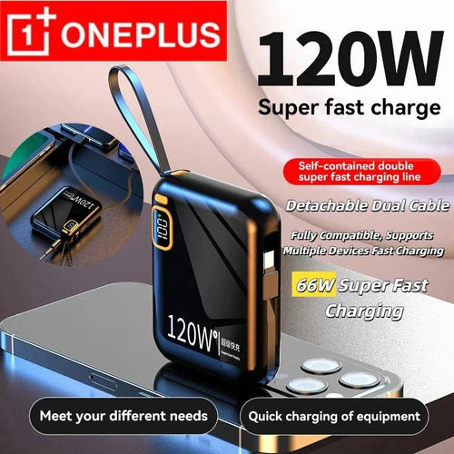 FanzyMarket: ONEPLUS 50000 - 200000mAh 120W Portable Solar Power Bank USB Type - C/Two - Way/Double Line Fast Charger with Built - In Cables & LED Display and Light for iPhone & Samsung - GJB PRODUCTS