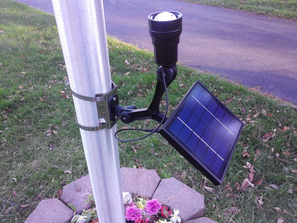 Flagman of America: Commercial Solar Flagpole Light•CREE Fixed Head•50ft Illumination - GJB PRODUCTS