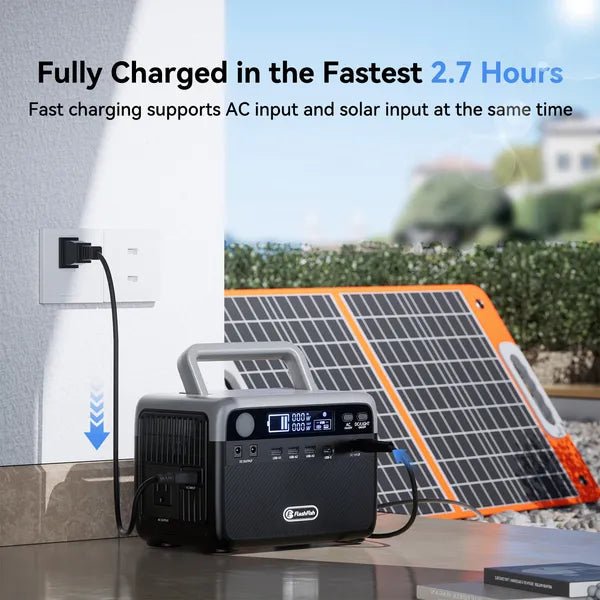 Flashfish 300W Power Station + 60W Solar Panel 230.4Wh LiFePO4 (Peak 600W) Solar Generator AC Outlets Portable Power Station,Power Bank, Battery Backup For Hurricane Emergency/Outdoor Camping - GJB PRODUCTS