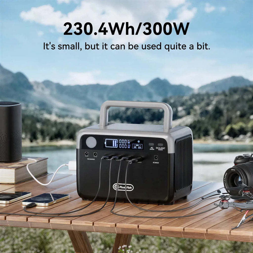 FLASHFISH: Portable Fast Charging Solar Generator/Power Bank with 7 Outputs 230.4Wh (Peak 600W) - GJB PRODUCTS