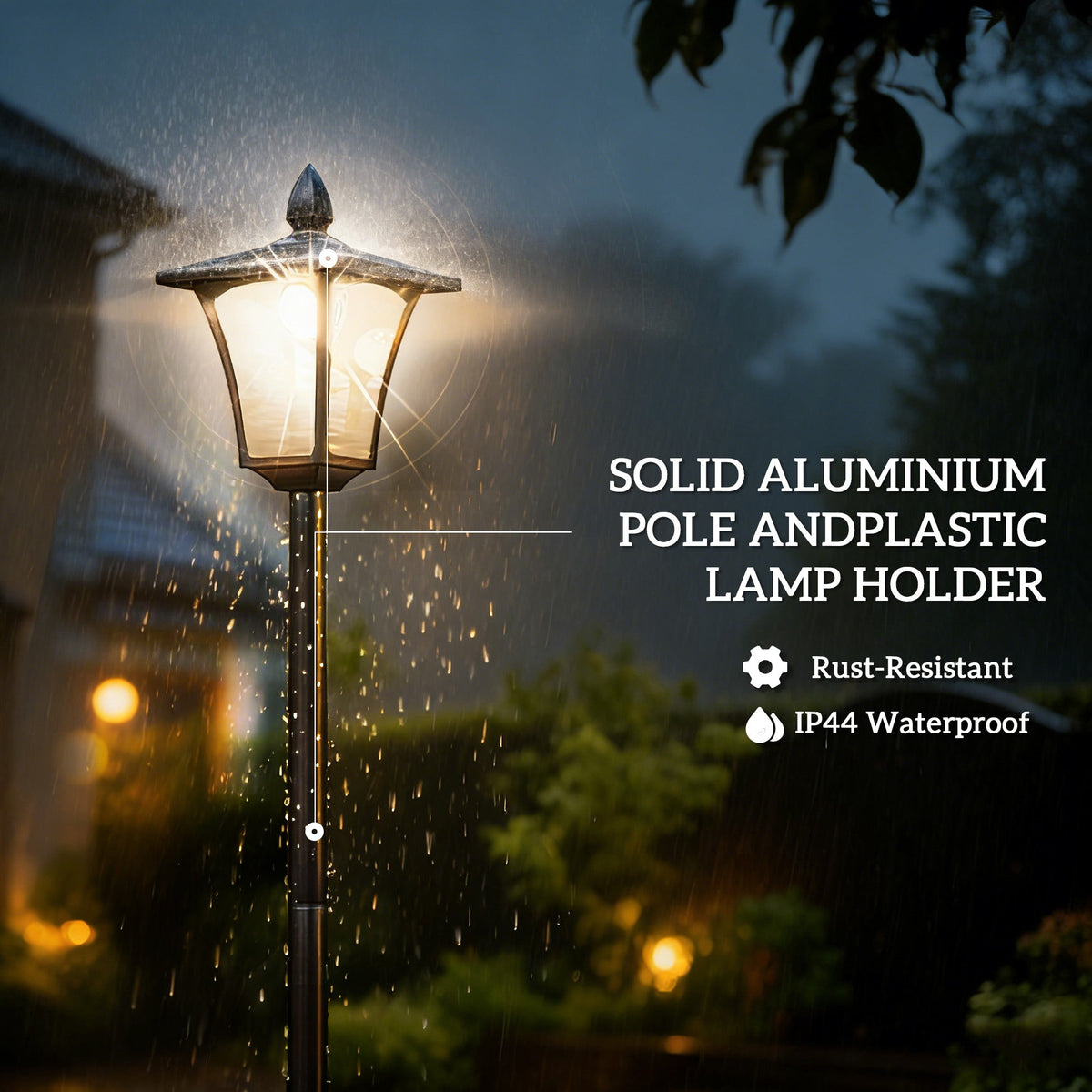 GJB PRODUCTS Solar LED Lamp Post with Planter Base, Black, 540x410x375 mm - GJB PRODUCTS
