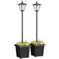 GJB PRODUCTS Solar LED Lamp Post with Planter Base, Black, 540x410x375 mm - GJB PRODUCTS