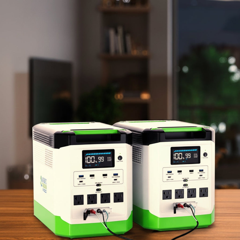 Nature’s Generator: Portable High Capacity Lithium 1800W Solar Powered and Wind - Turbine Generator Bundle•Flexible & Fast Charging Options• Smart,Quiet and Compact for For Home or Off - Grid Use - GJB PRODUCTS