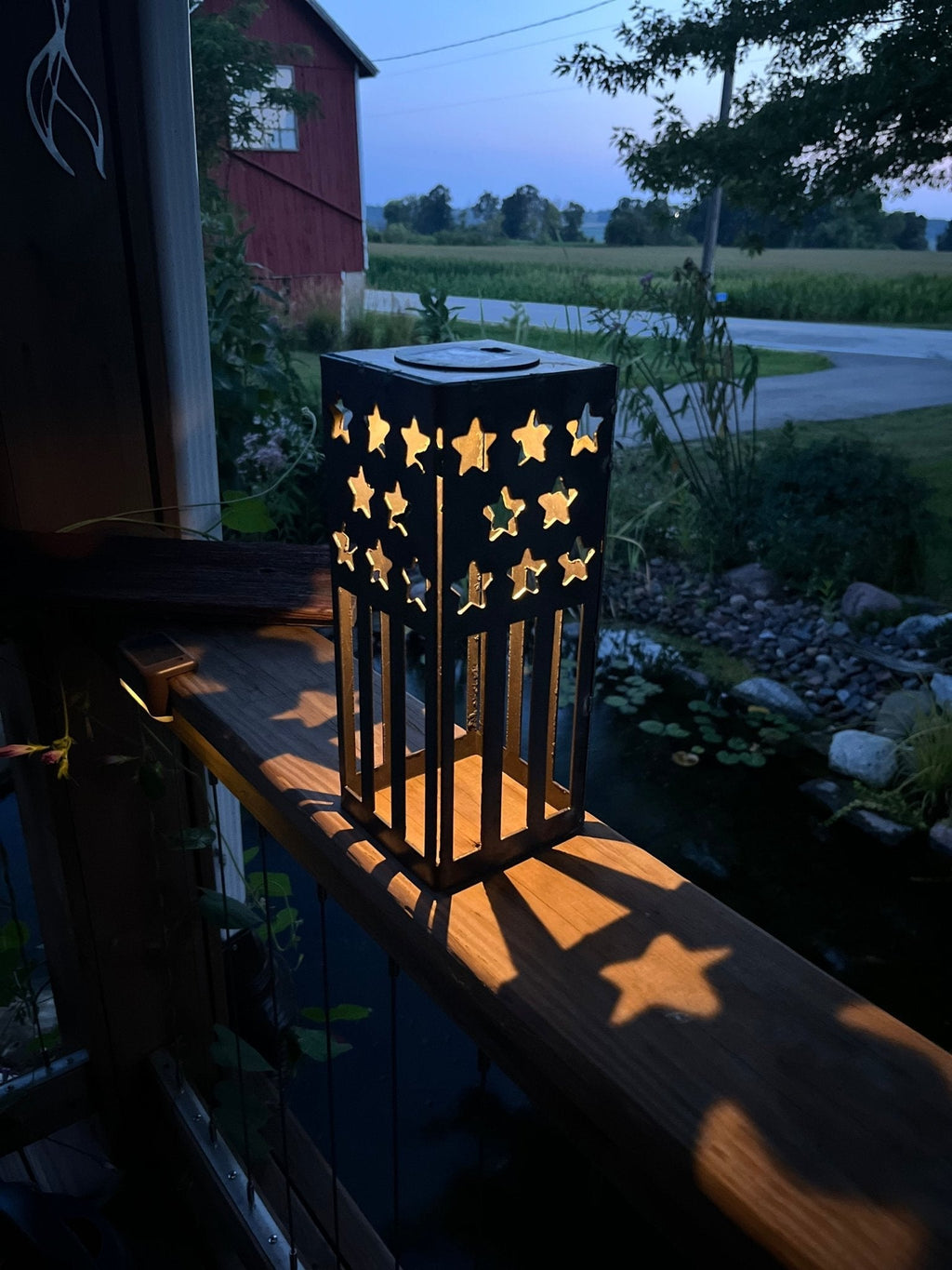Northern Forge: Patriotic USA Flag Steel Solar Luminary Lantern | 10.5” - GJB PRODUCTS
