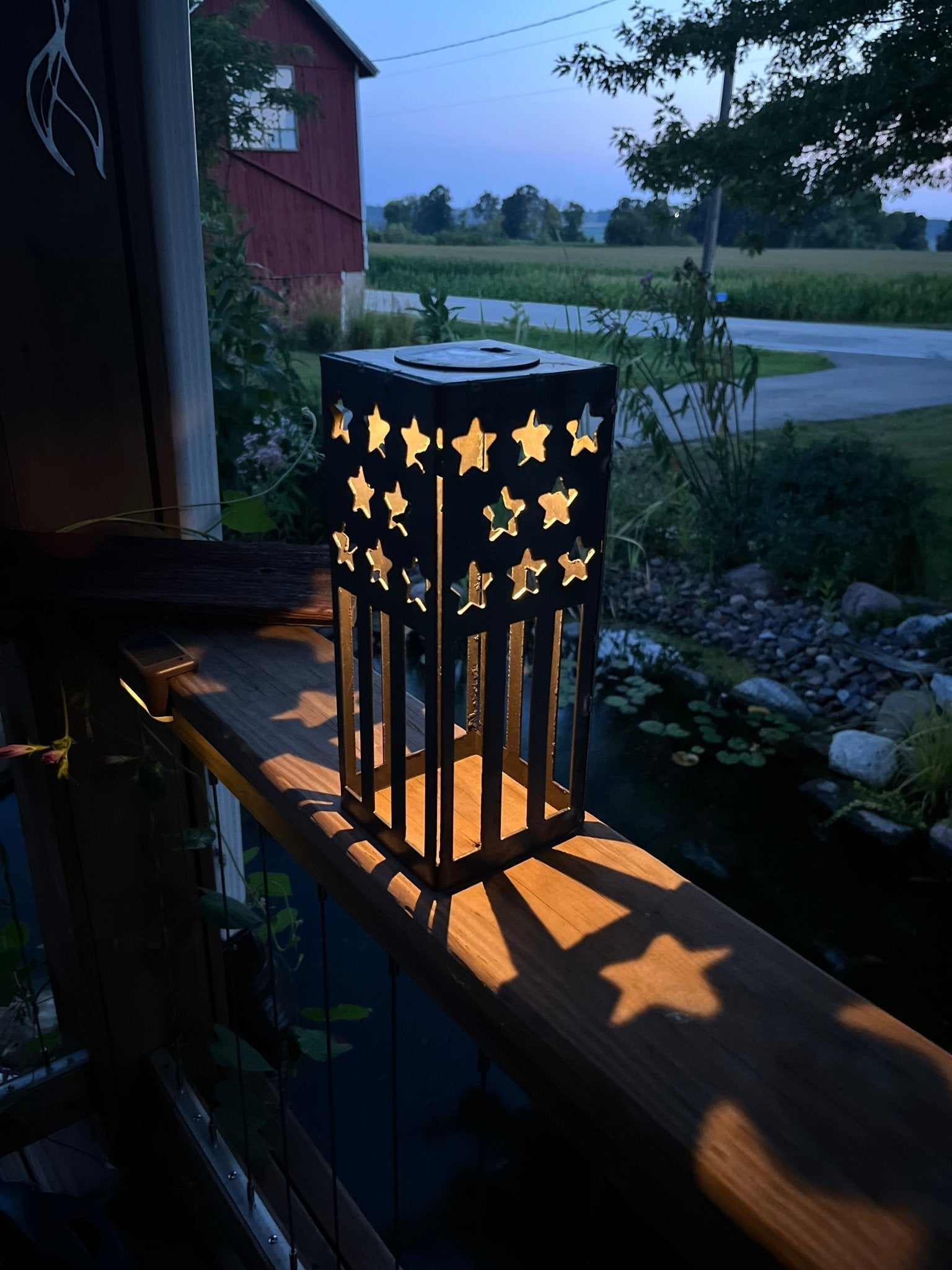 Northern Forge: Patriotic USA Flag Steel Solar Luminary Lantern | 10.5” - GJB PRODUCTS