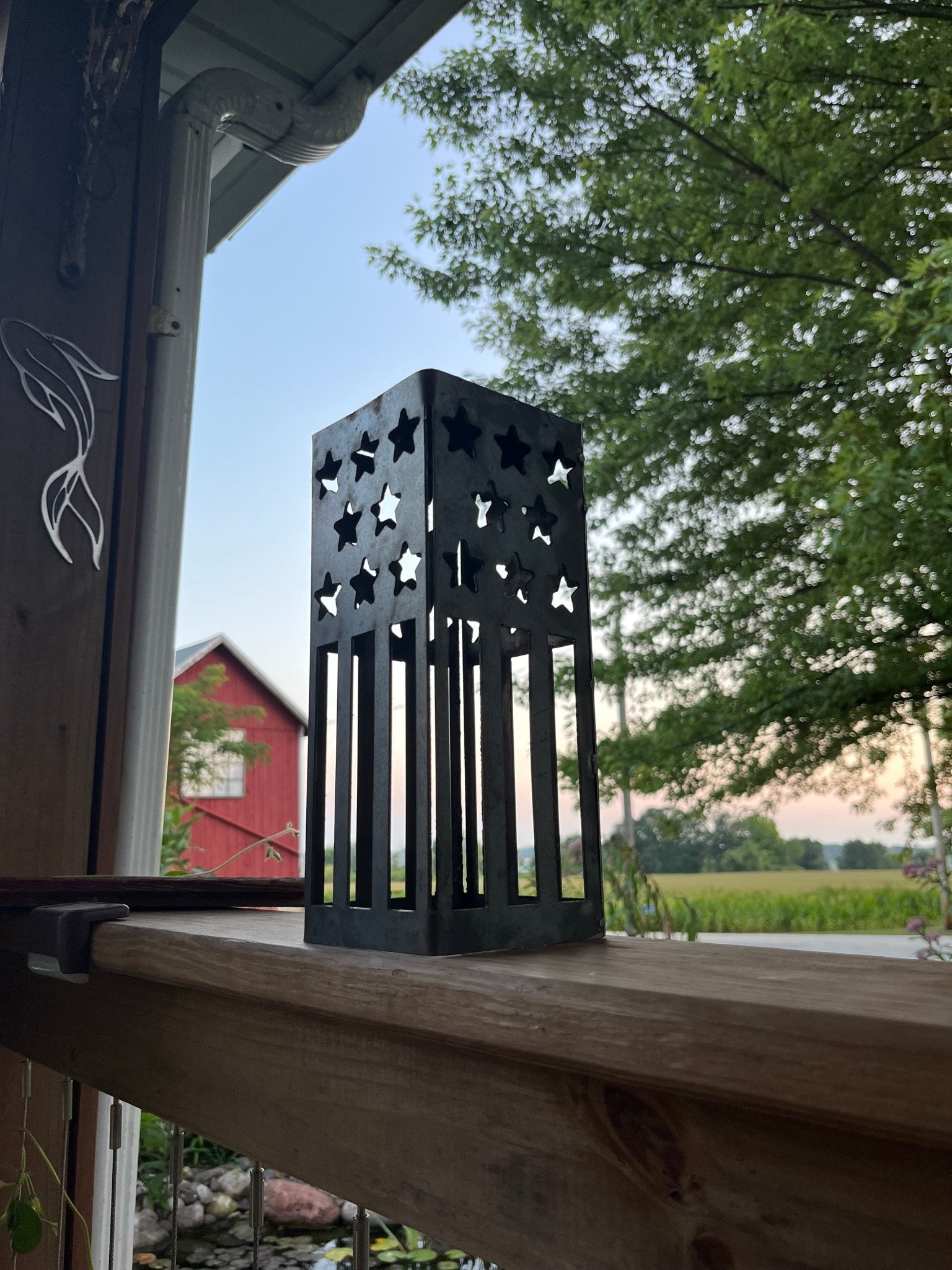 Northern Forge: Patriotic USA Flag Steel Solar Luminary Lantern | 10.5” - GJB PRODUCTS