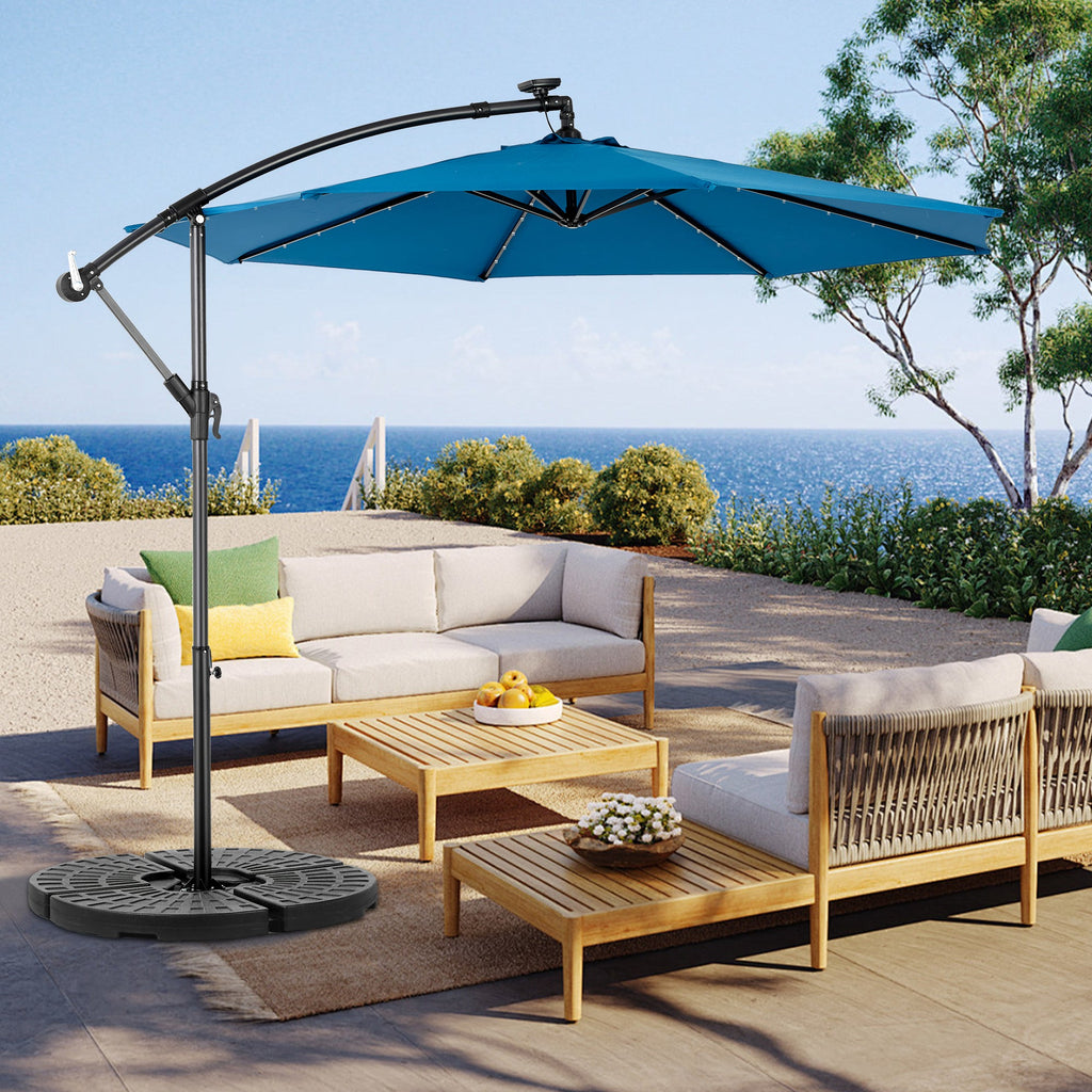 Outsunny: 10ft Solar Powered Offset Hanging Patio Umbrella with 40 Built - in LED Lights No Base) - GJB PRODUCTS
