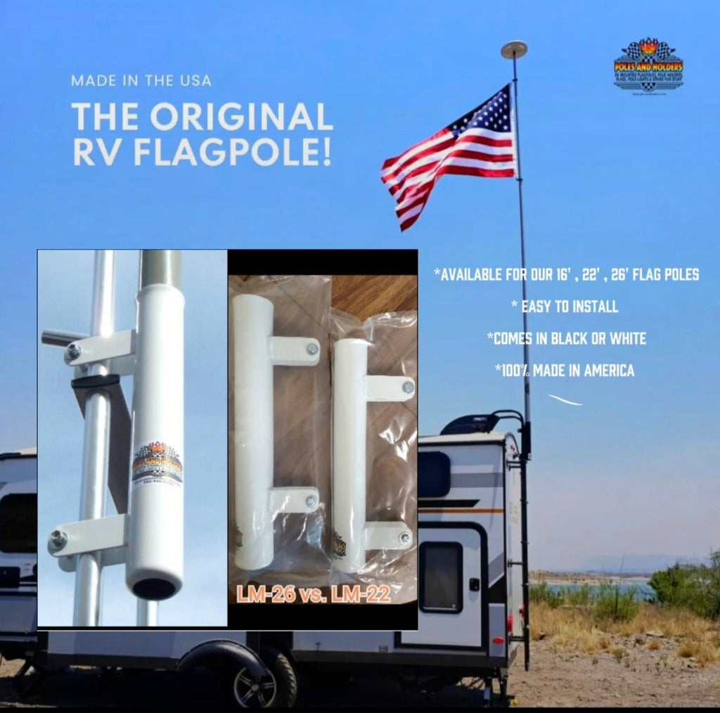 RV Flagpole Kit – 16’/22’/26’ Telescoping Pole + Ladder Mount•Poles and Holders•Plus Free 3’x5’ Certified USA Nylon Made Flag🇺🇸 - GJB PRODUCTS