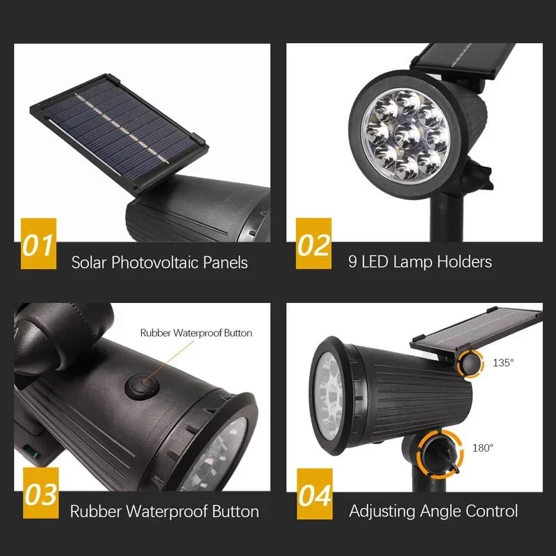 TSUN: Decorative Multi - Colored Solar Powered LED(9) SpotLight - GJB PRODUCTS